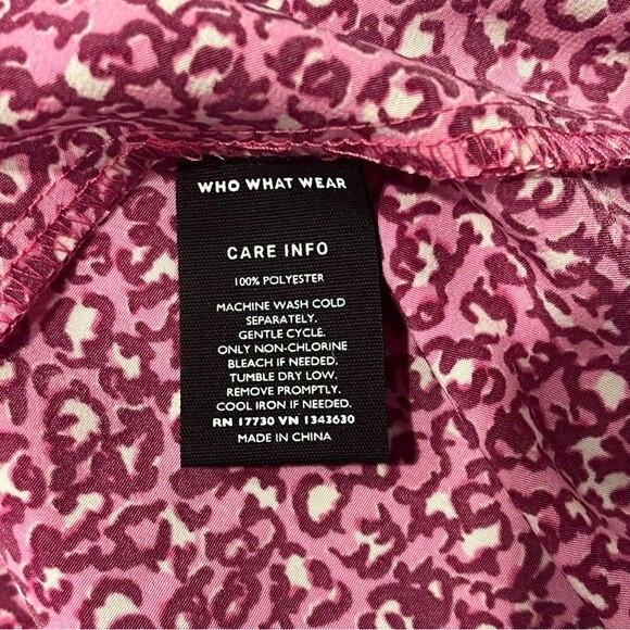 NWT Who What Wear Pink Leopard Print Puff Long Sleeve A- Line Dress Small - Picture 9 of 10